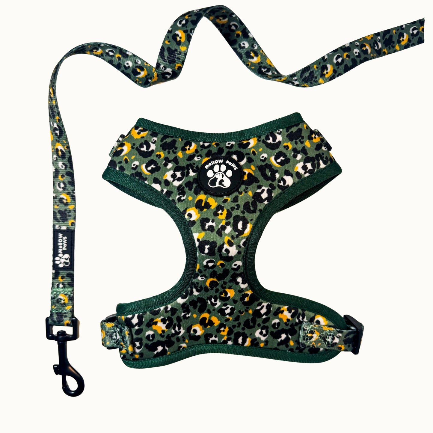 Dark Green Adjustable Dog Harness – Soft, Padded & Breathable