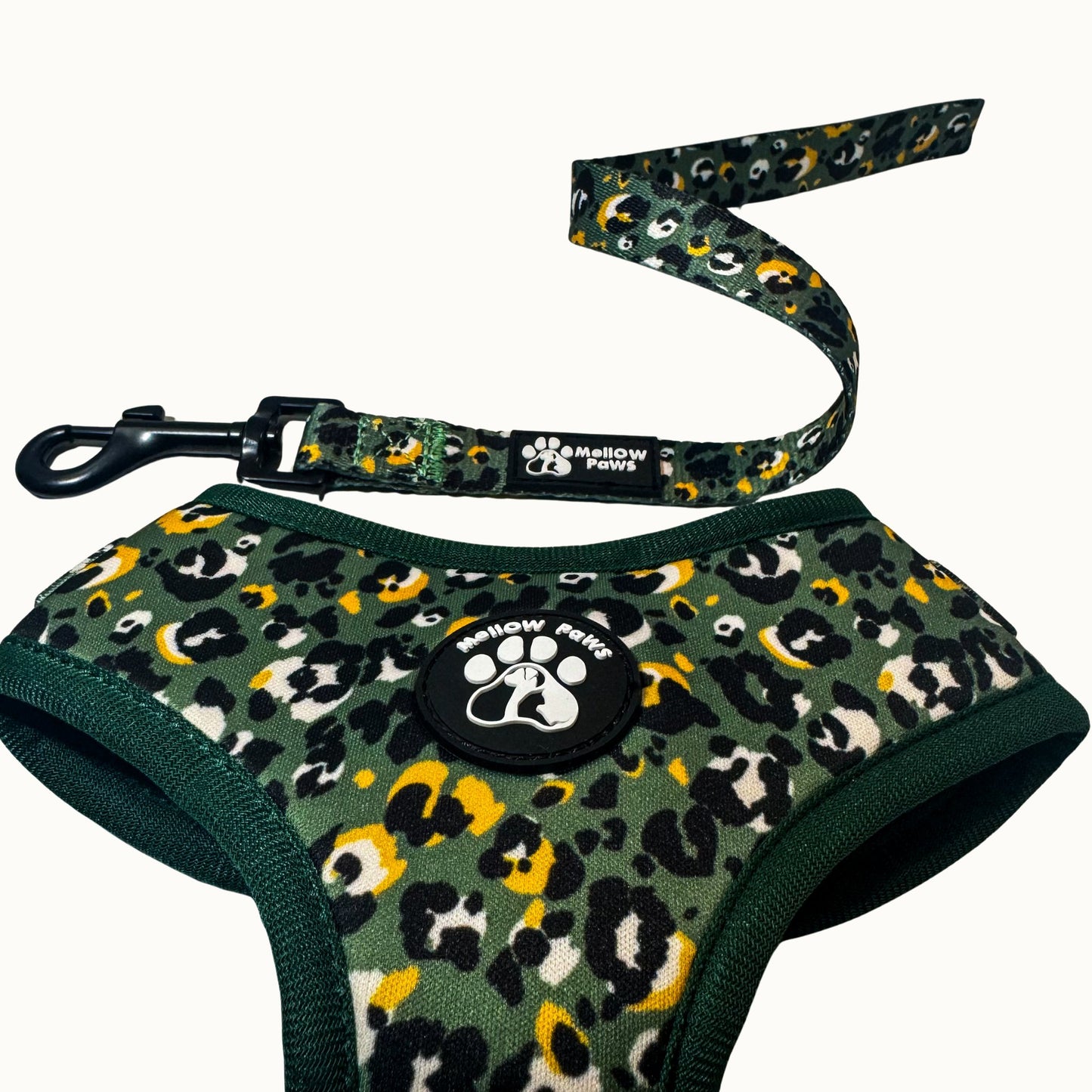 Dark Green Adjustable Dog Harness – Soft, Padded & Breathable