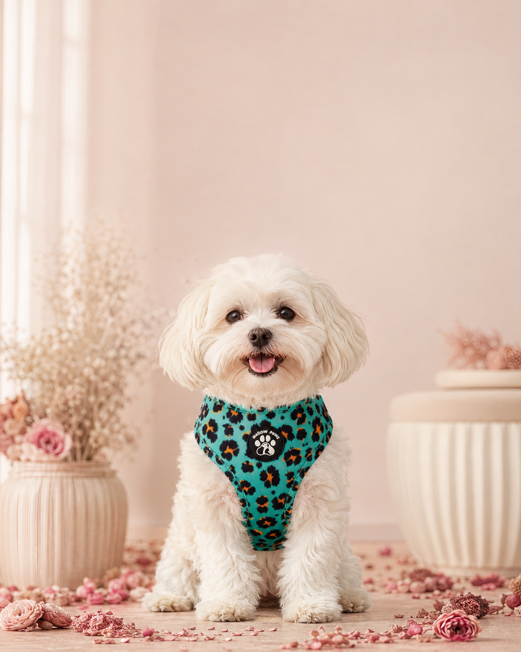 Aqua Leopard Dog Harness
