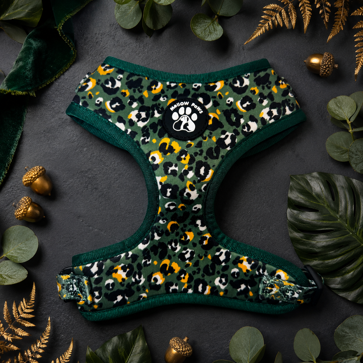 Dark Green Leopard Dog Harness