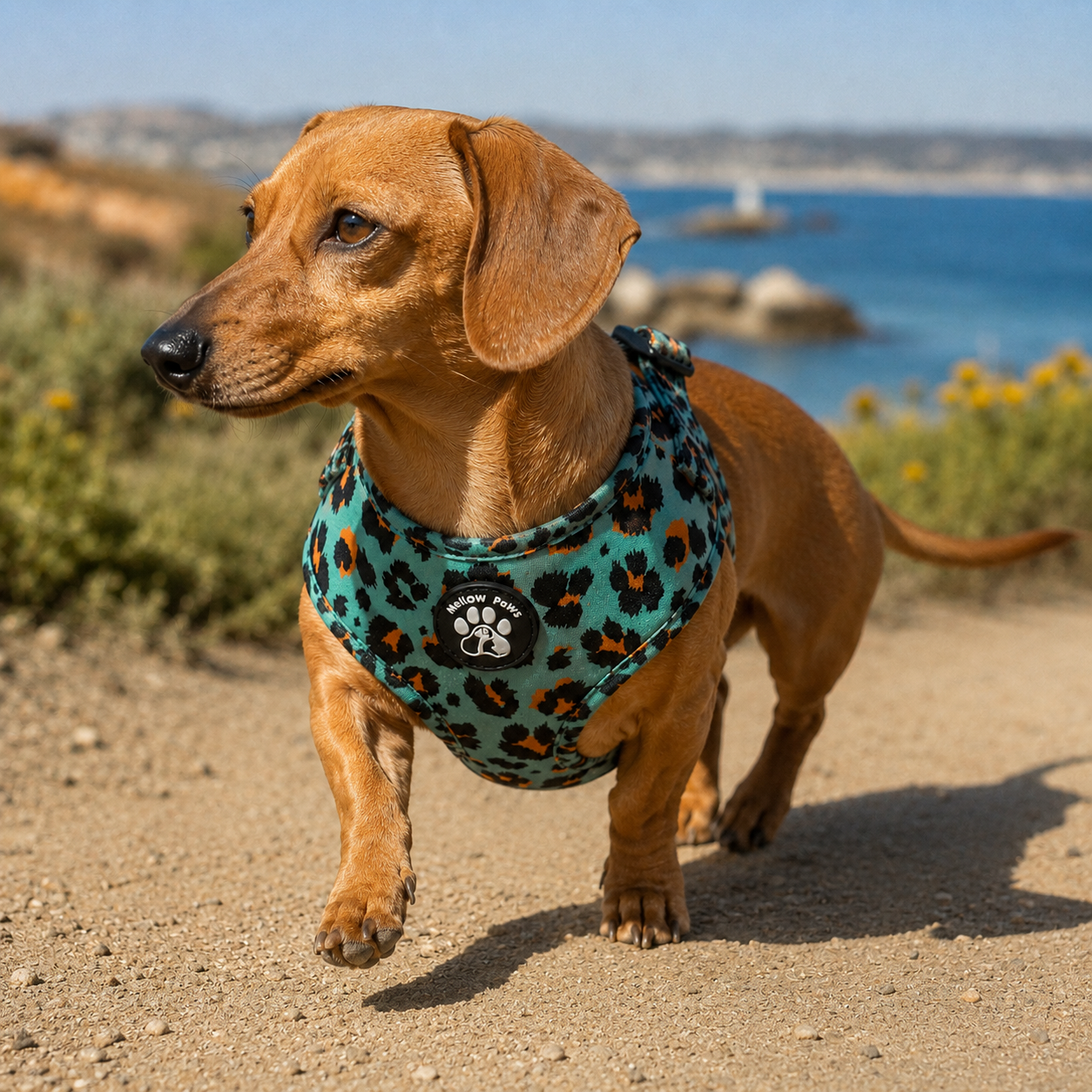 Aqua Leopard Dog Harness