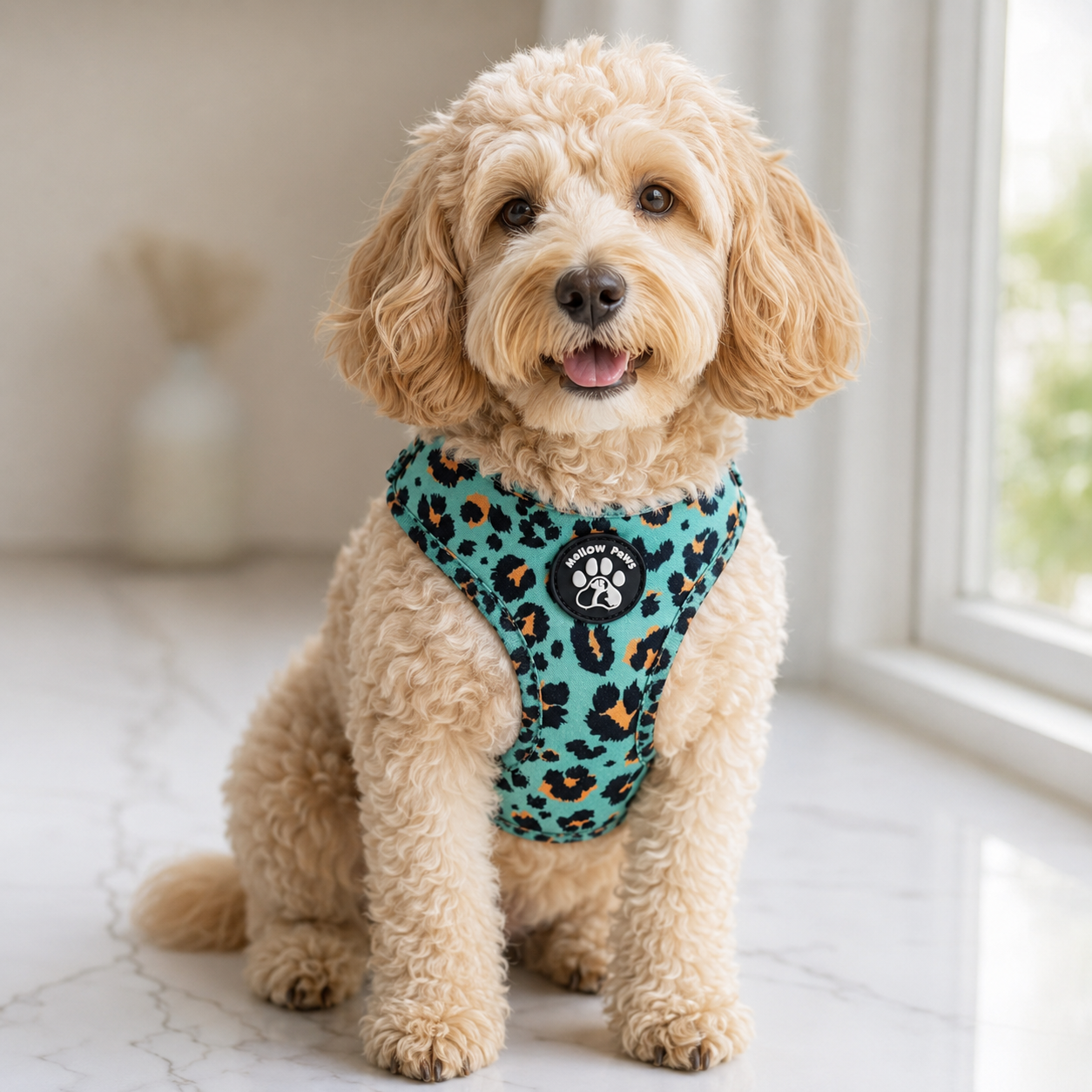 Aqua Leopard Dog Harness