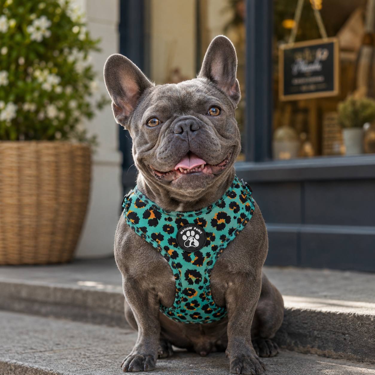 Aqua Leopard Dog Harness