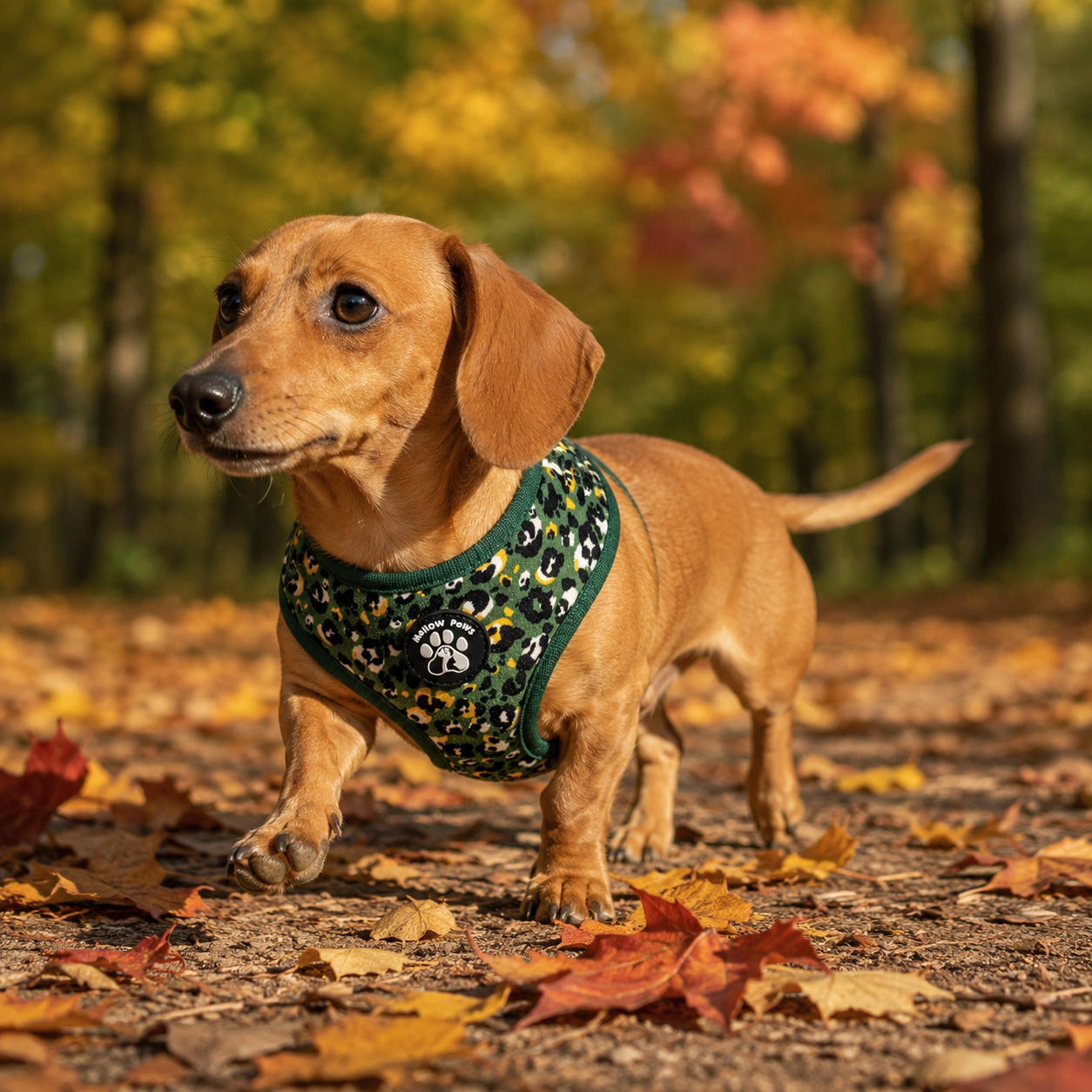 Dark Green Leopard Dog Harness