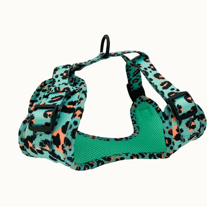 Aqua Leopard Adjustable Dog Harness – Soft, Padded & Breathable