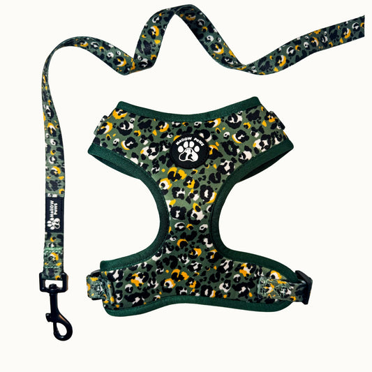 Dark Green Adjustable Dog Harness – Soft, Padded & Breathable