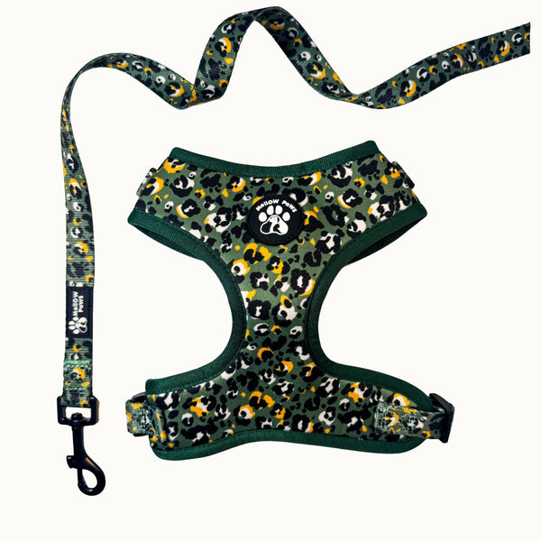 Dark Green Leopard Dog Harness