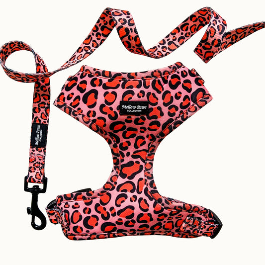Pink leopard Adjustable puppy dog Harness